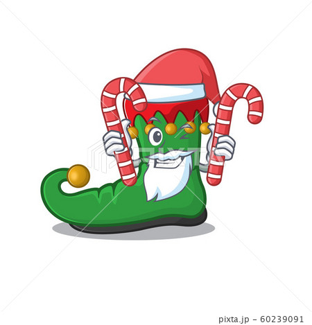 Elf shoes Cartoon character in Santa with candy Elf shoes Cartoon character in Santa with candy 60239091