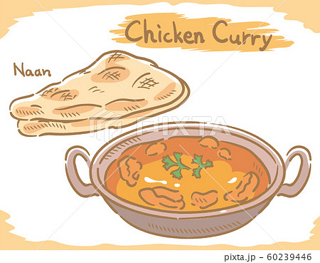 カレーとナンのイラスト素材