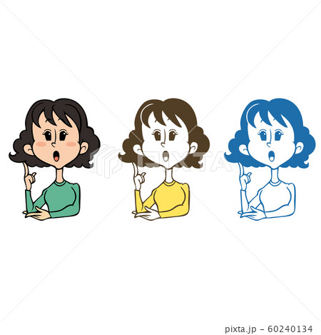 納得した女性：３つのカラーバリエーションセット 60240134