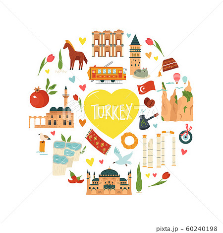 Abstract design with famous landmarks of Turkey 60240198