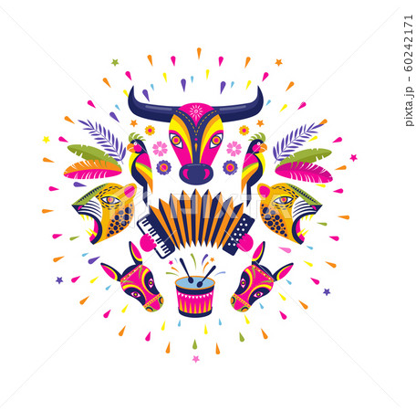 Carnaval de Barranquilla, Colombian carnival party. Vector illustration, poster and flyer Carnaval de Barranquilla, Colombian carnival party. Vector illustration, poster and flyer 60242171