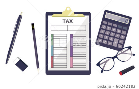 確定申告　書類　電卓 60242182