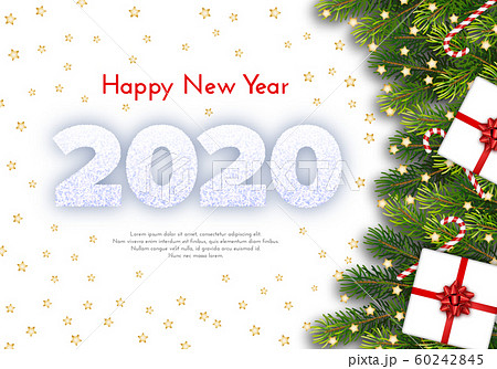 Holiday card. Happy New Year 2020. Snow numbers 60242845