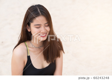 Asian beautiful woman enjoyful on the beach 60243248