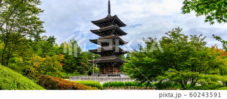 定義如来　西方寺五重塔　パノラマ　【宮城県仙台市】 60243591
