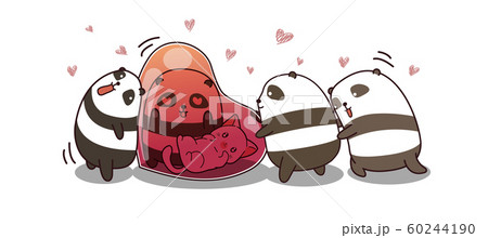 Banner kawaii panda cartoon in Valentines day 60244190