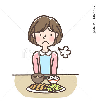 食欲不振 女性のイラスト素材