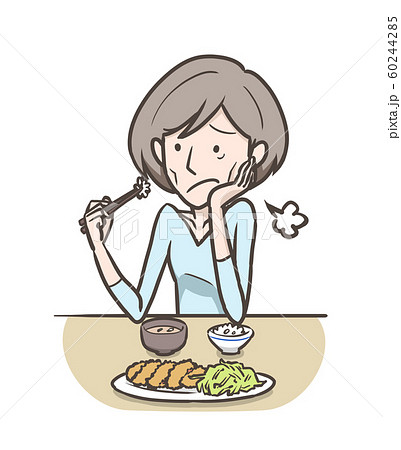 食欲不振 女性のイラスト素材