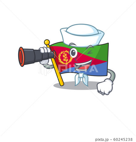 Smiling happy Sailor with binocular flag eritrea cartoon design 60245238