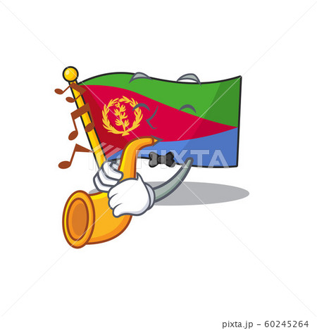 Supper cool flag eritrea cartoon character performance with trumpet 60245264