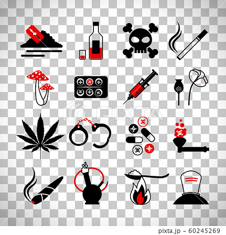 Drugs and alcohol addiction icons 60245269