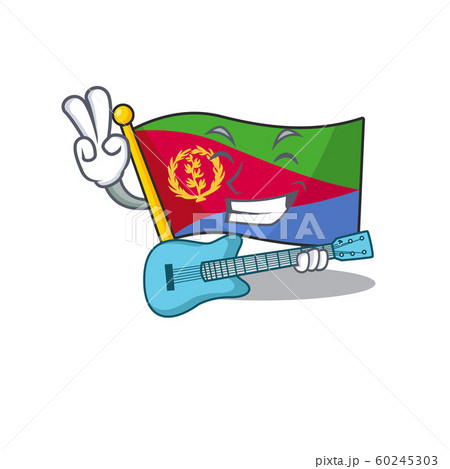 Supper cool flag eritrea cartoon character performance with guitar 60245303