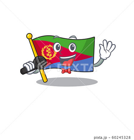 cartoon Singing flag eritrea while holding a microphone 60245328