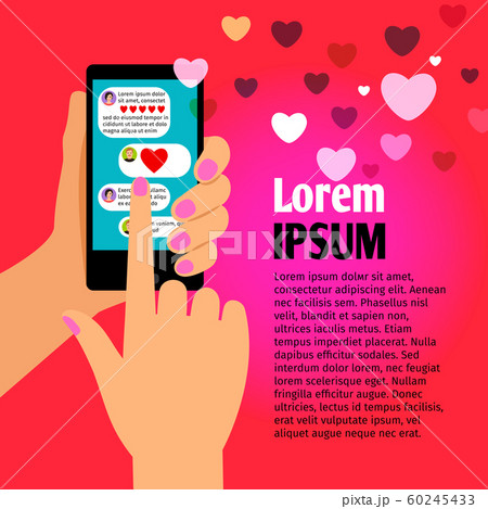 Woman hand with love chat cellphone 60245433