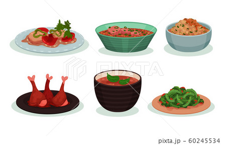 Mexican Food Collection, Traditional Delicious Spicy Meal Vector Illustration 60245534