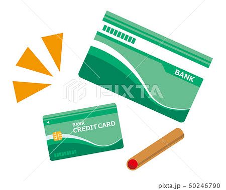 キャッシュカード クレジットカード Card 銀行 通帳 アイコン 印鑑のイラスト素材