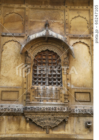 Traditional architectural details of Haveli or palace at Jaisalmer, Rajasthan, India 60247105