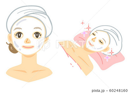 白いフェイスパック 美白パック 真珠パックなど のイラスト素材 白いフェイスパック 美白パック 真珠パックなど のイラスト素材