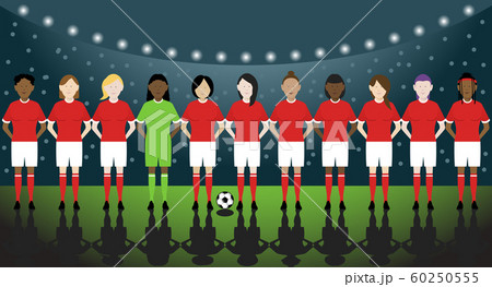 womens soccer team in football stadium 60250555