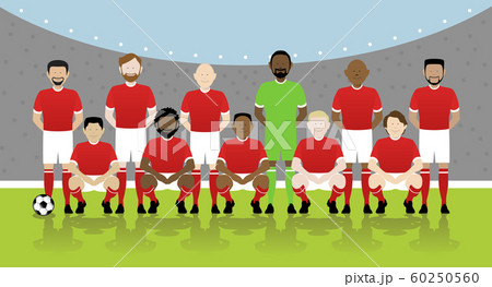 mens soccer team on football pitch mens soccer team on football pitch 60250560