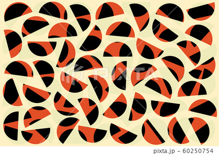 Red black random semicircles on white background. Abstract geometric shapes pattern in retro style for fabric print textile decor. 60250754