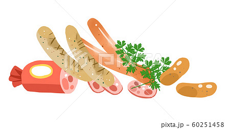 ソーセージイラストのイラスト素材