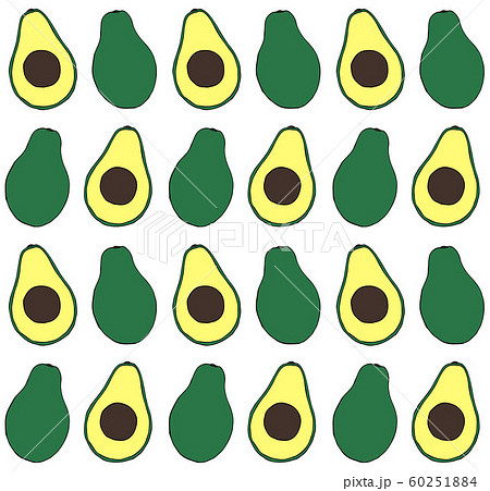 Vector seamless pattern of doodle sketch avocado 60251884