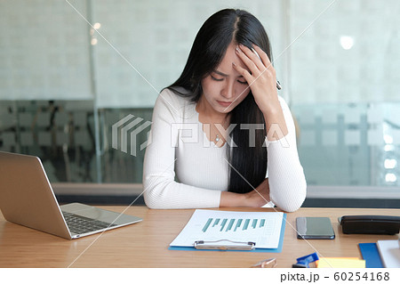 businesswoman feeling tired, frustrated stressed 60254168