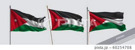 Set of Jordan waving flag on isolated background vector illustration 60254708