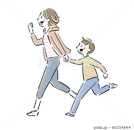 走る親子のイラスト素材