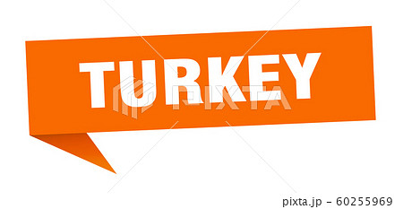 Turkey sticker. Orange Turkey signpost pointer Turkey sticker. Orange Turkey signpost pointer 60255969