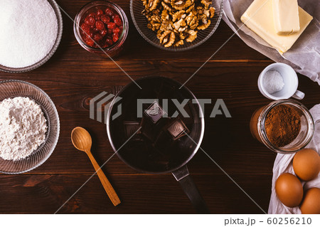 Ingredients for baking homemade brownies 60256210