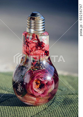 電球型ボトルのハーバリウムの写真素材 [60256797] - PIXTA