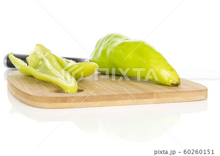 Hot green pepper isolated on white 60260151