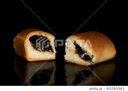 Czech sweet bun isolated on black glass 60260961
