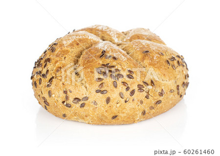 Sesame kaiser roll isolated on white Sesame kaiser roll isolated on white 60261460