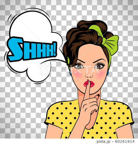 Pop art woman asking for silence 60261914