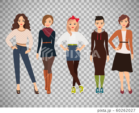 Cartoon teenage girls in everyday dress 60262027