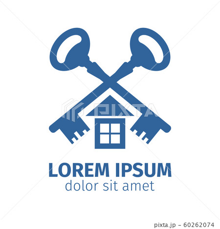 Vintage old key and house logo 60262074