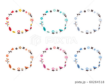 シンプルな花輪フレーム1のイラスト素材