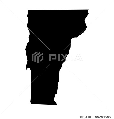 Vermont, state of USA - solid black silhouette map of country area. Simple flat vector illustration 60264565