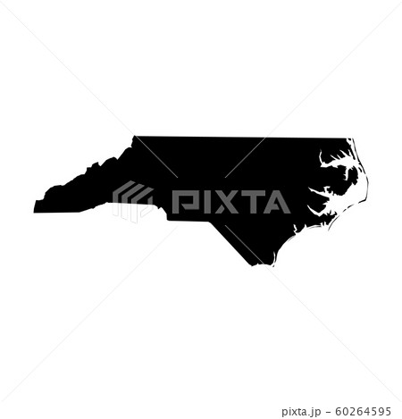 North Carolina, state of USA - solid black silhouette map of country area. Simple flat vector illustration 60264595
