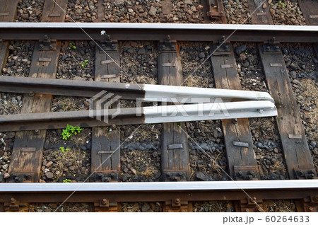 Arrow Rails. Rail and concrete sleepers closeup Stock Photo - Alamy