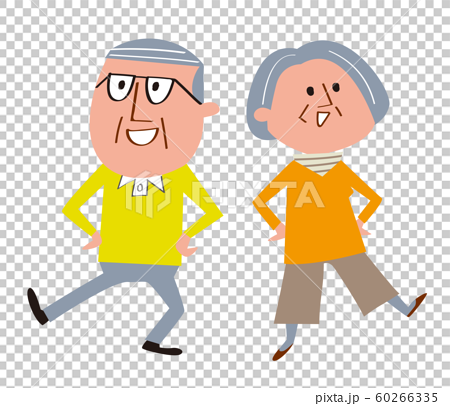 A Cheerful Old Couple Stock Illustration