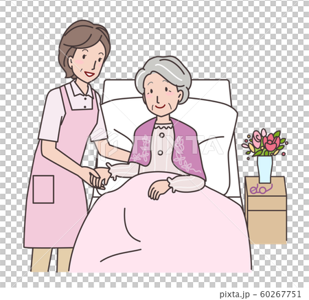 介助をうけるシニア女性 60267751