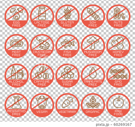 Food allergy display icon set 60269167