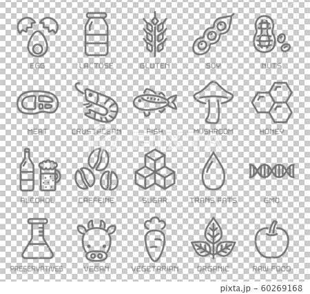 食品 アレルギー 表示用アイコンセット 食品 アレルギー 表示用アイコンセット 60269168