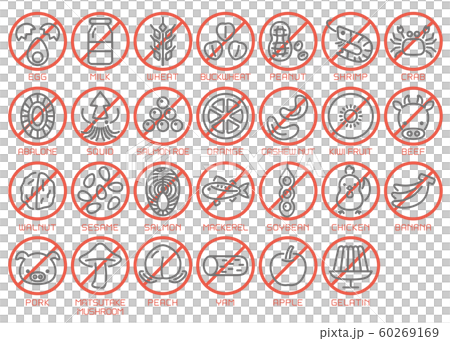 Food allergy specific ingredients icon set 60269169