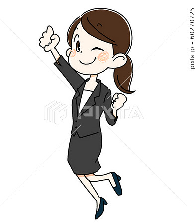 スーツを着てジャンプする若い女性 スーツを着てジャンプする若い女性 60270725