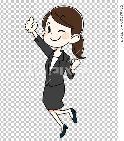 スーツを着てジャンプする若い女性 スーツを着てジャンプする若い女性 60270725